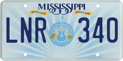 MS license plate LNR340