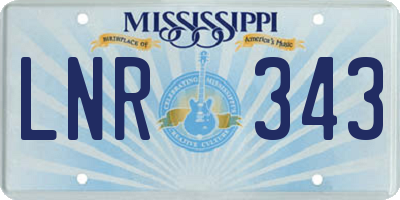 MS license plate LNR343