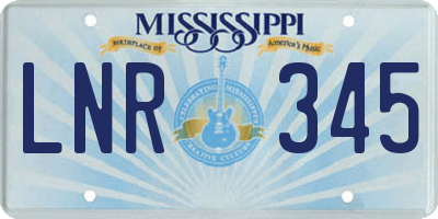 MS license plate LNR345
