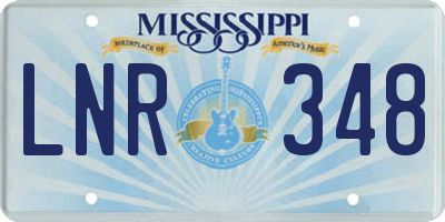 MS license plate LNR348