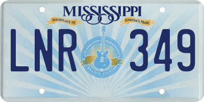 MS license plate LNR349