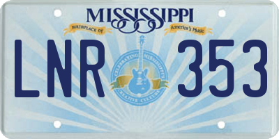 MS license plate LNR353