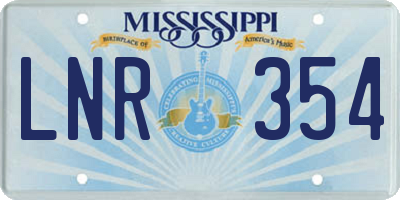 MS license plate LNR354