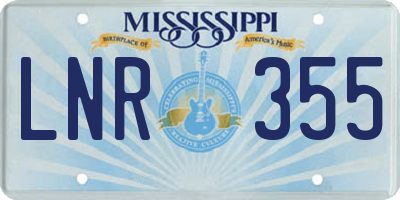 MS license plate LNR355