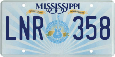 MS license plate LNR358