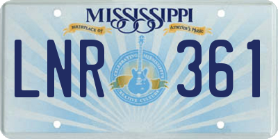 MS license plate LNR361