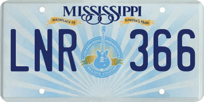 MS license plate LNR366