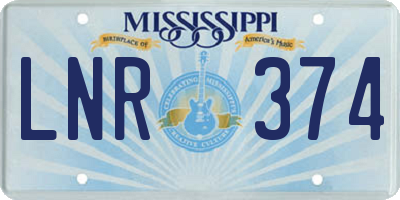 MS license plate LNR374
