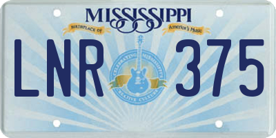MS license plate LNR375
