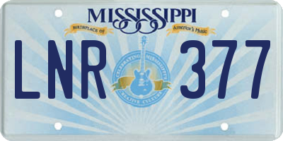 MS license plate LNR377