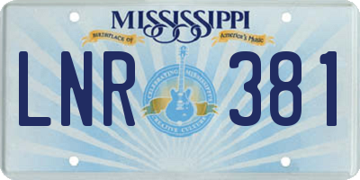 MS license plate LNR381