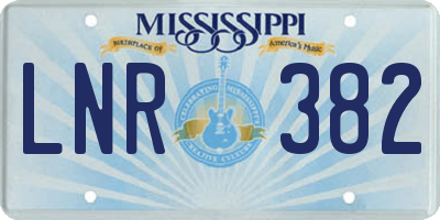 MS license plate LNR382