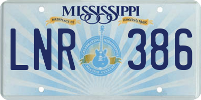 MS license plate LNR386