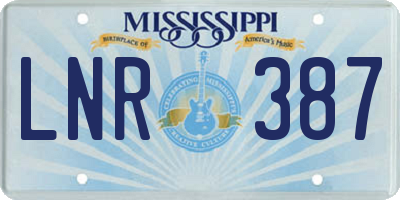 MS license plate LNR387