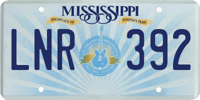 MS license plate LNR392