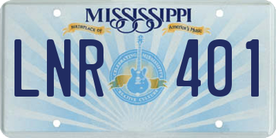 MS license plate LNR401