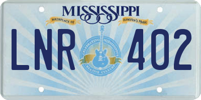 MS license plate LNR402