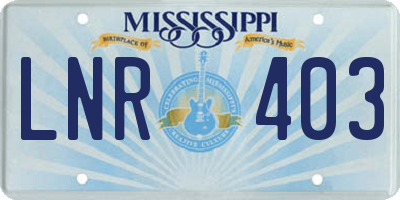MS license plate LNR403