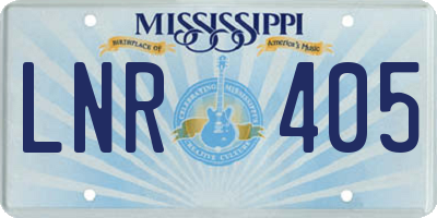 MS license plate LNR405