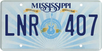 MS license plate LNR407