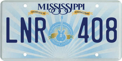 MS license plate LNR408