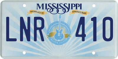 MS license plate LNR410