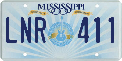 MS license plate LNR411