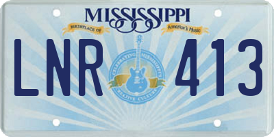 MS license plate LNR413