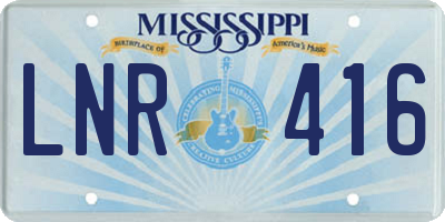 MS license plate LNR416