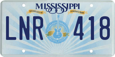 MS license plate LNR418
