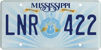 MS license plate LNR422