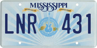 MS license plate LNR431