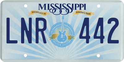 MS license plate LNR442