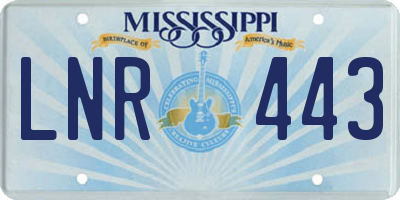 MS license plate LNR443