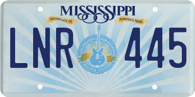 MS license plate LNR445