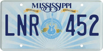 MS license plate LNR452
