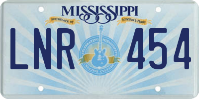 MS license plate LNR454