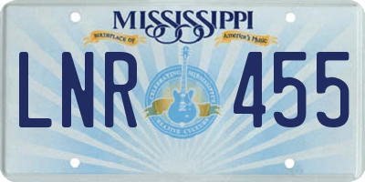 MS license plate LNR455