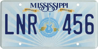 MS license plate LNR456