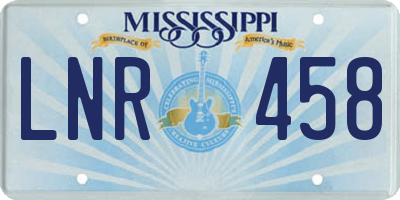 MS license plate LNR458