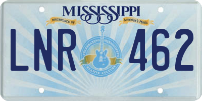 MS license plate LNR462
