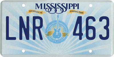 MS license plate LNR463