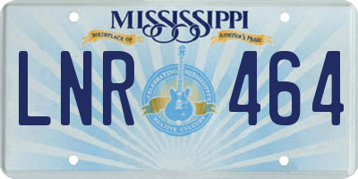 MS license plate LNR464