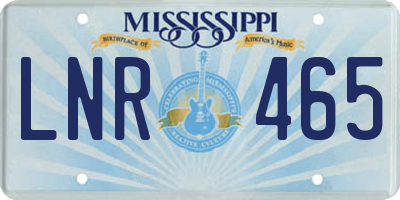 MS license plate LNR465