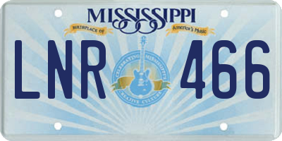 MS license plate LNR466