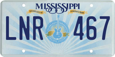 MS license plate LNR467