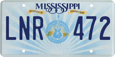 MS license plate LNR472