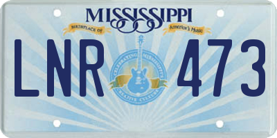 MS license plate LNR473