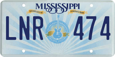 MS license plate LNR474