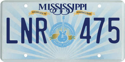 MS license plate LNR475